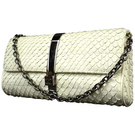 chanel python flap 219333 white|Chanel Python Flap .